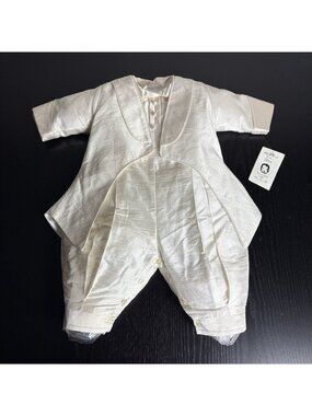 NWT PICCOLO BACIO Baby Boy 9M Ivory Dupioni Silk Christening Outfit Vintage